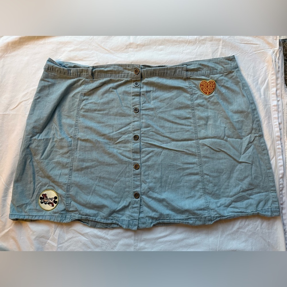 Disney Mickey and Minnie Denim Patch Skirt 3X - Picture 4 of 15